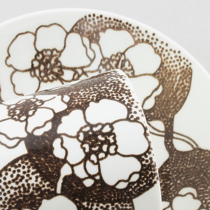 Paul Hoff (Emma 1971) Two Coffee Cups with Brown Flower Decor 8,5 cm