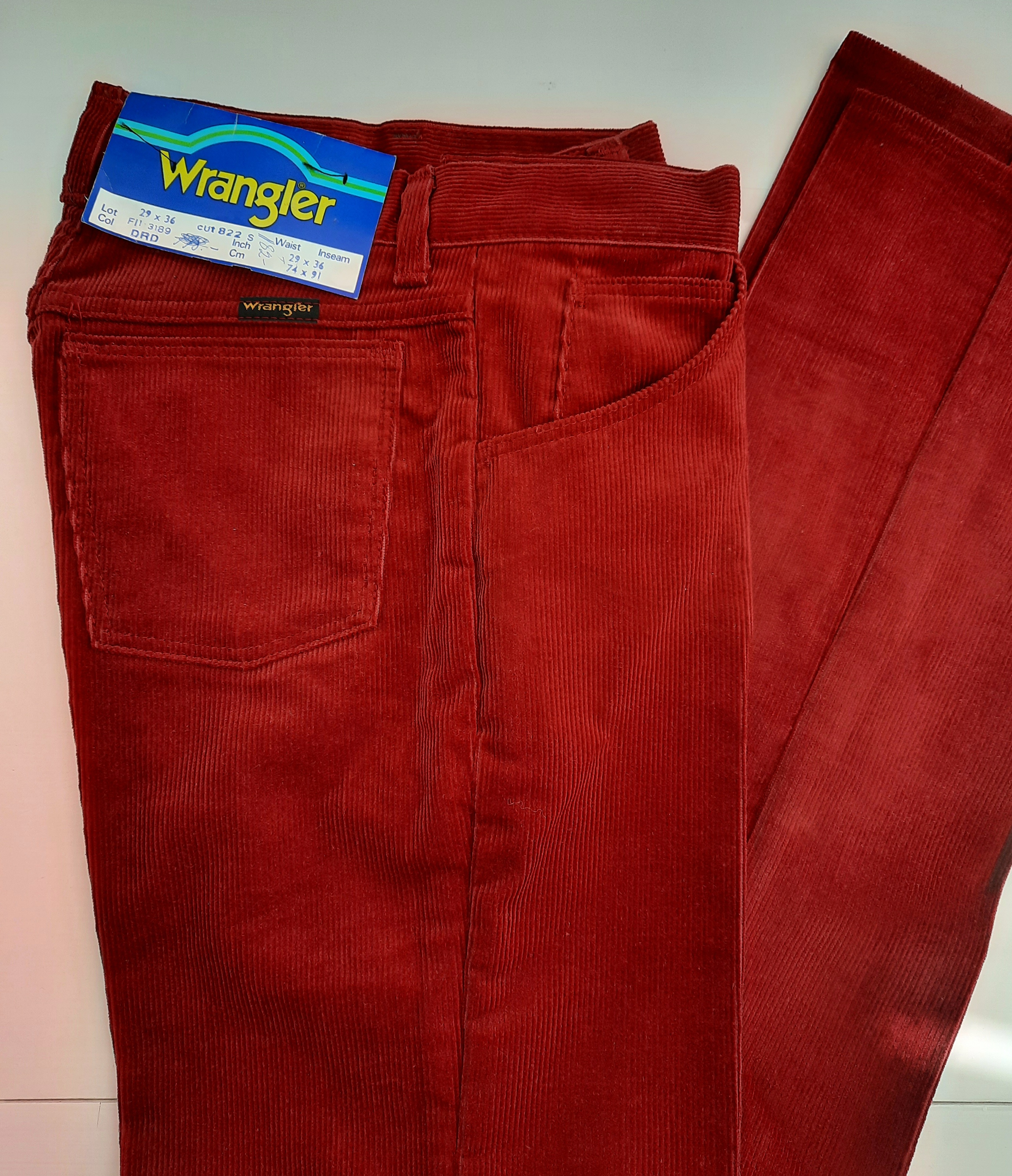 Wrangler 70-talsjeans vinröd manchester W29/L36, Vintage mint condition - 2