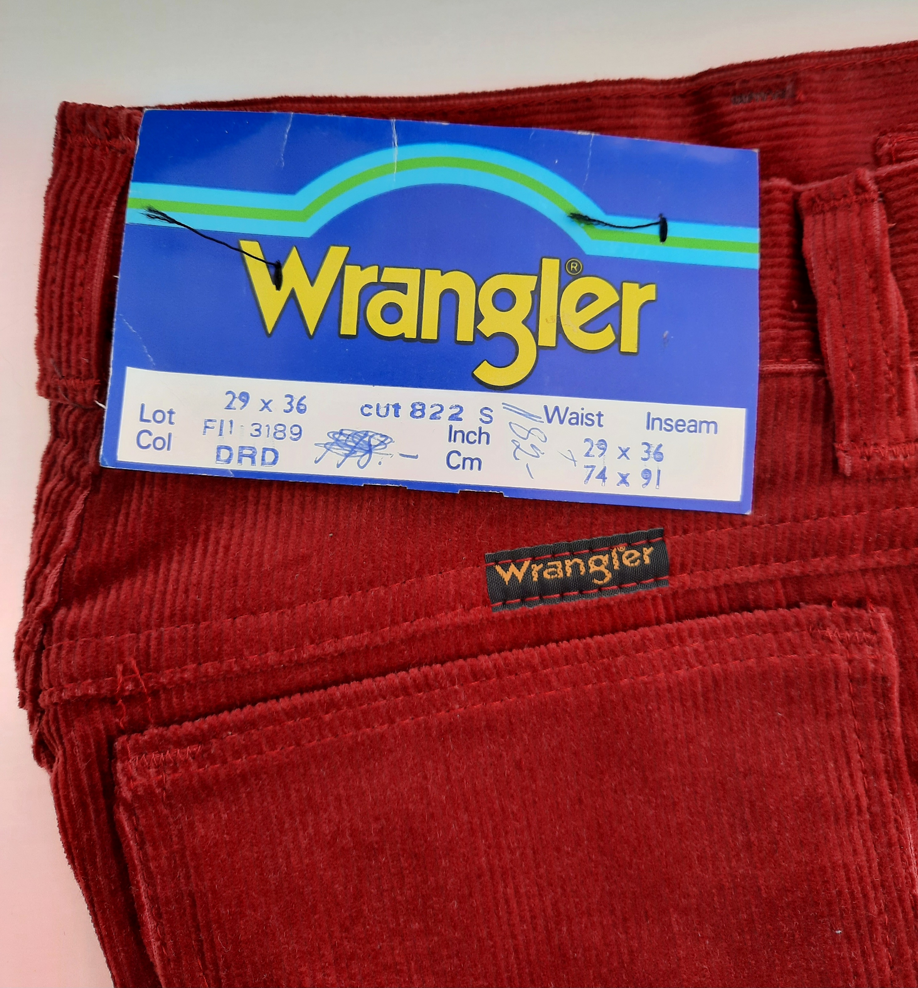 Wrangler 70-talsjeans vinröd manchester W29/L36, Vintage mint condition - 12