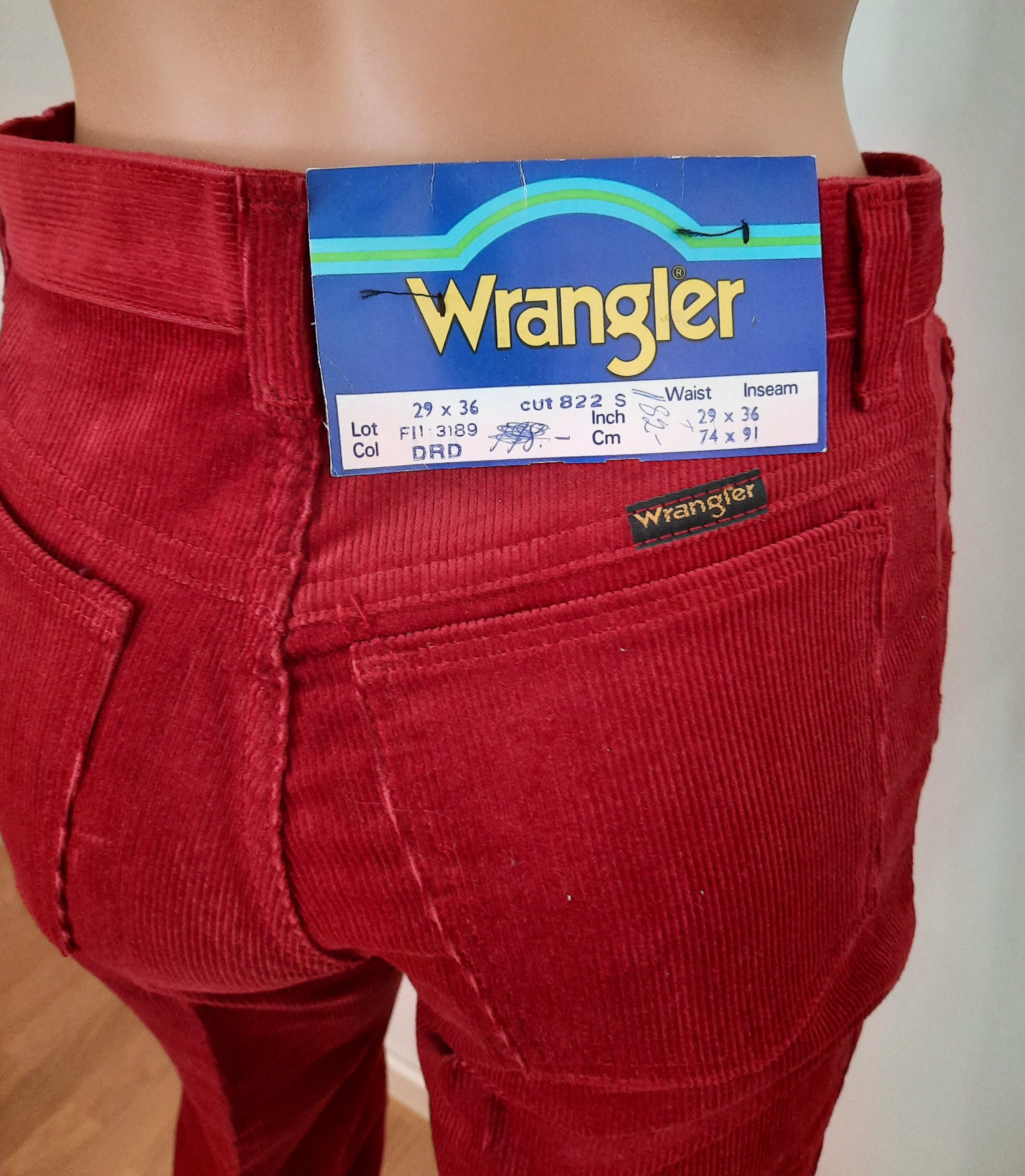Wrangler 70-talsjeans vinröd manchester W29/L36, Vintage mint condition - 11