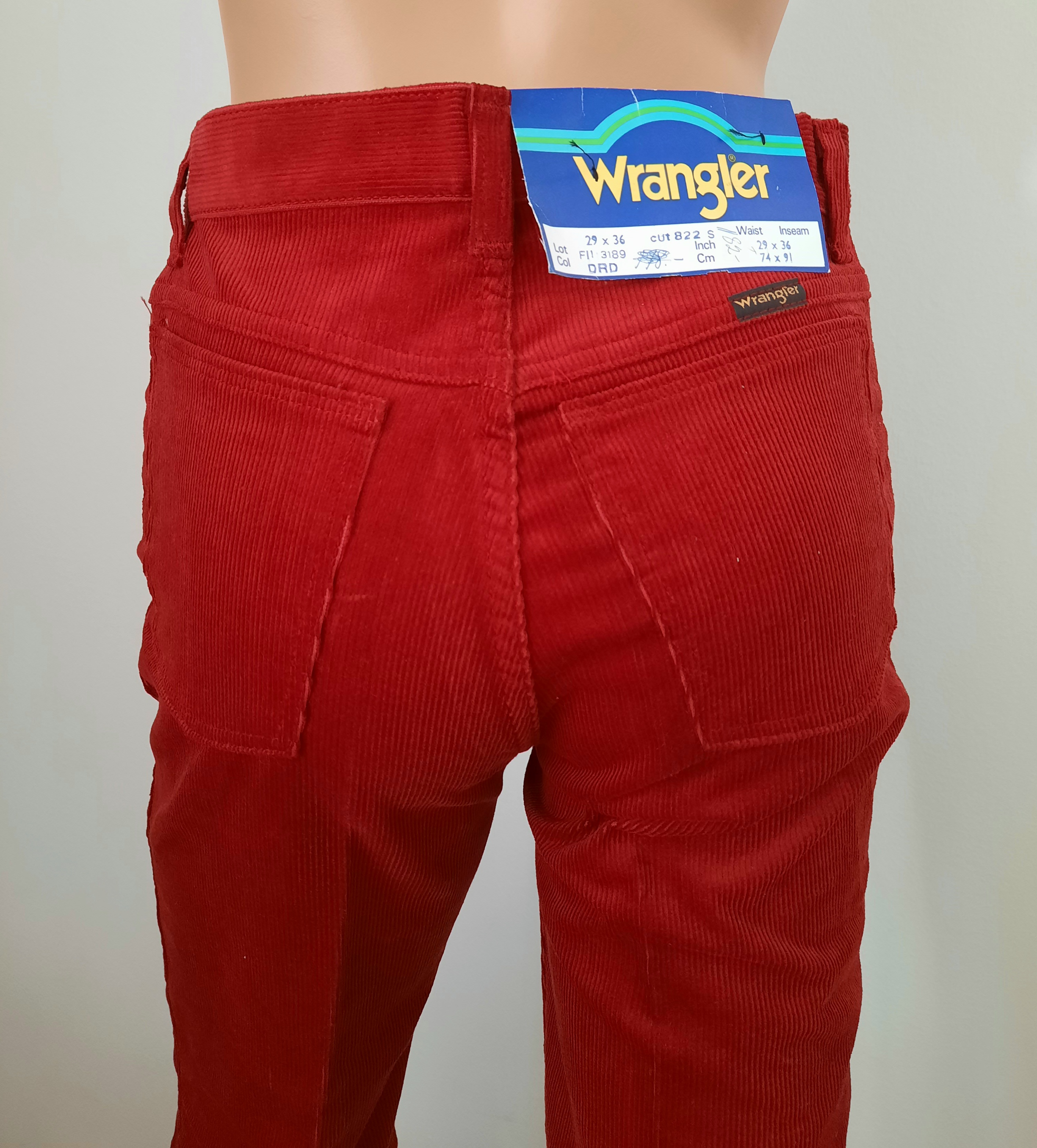 Wrangler 70-talsjeans vinröd manchester W29/L36, Vintage mint condition