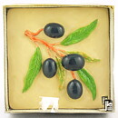 Madeleine Hillgrund (1990s) Quadratic Wall Plaque with Olives Relief 11 cm <with Box>