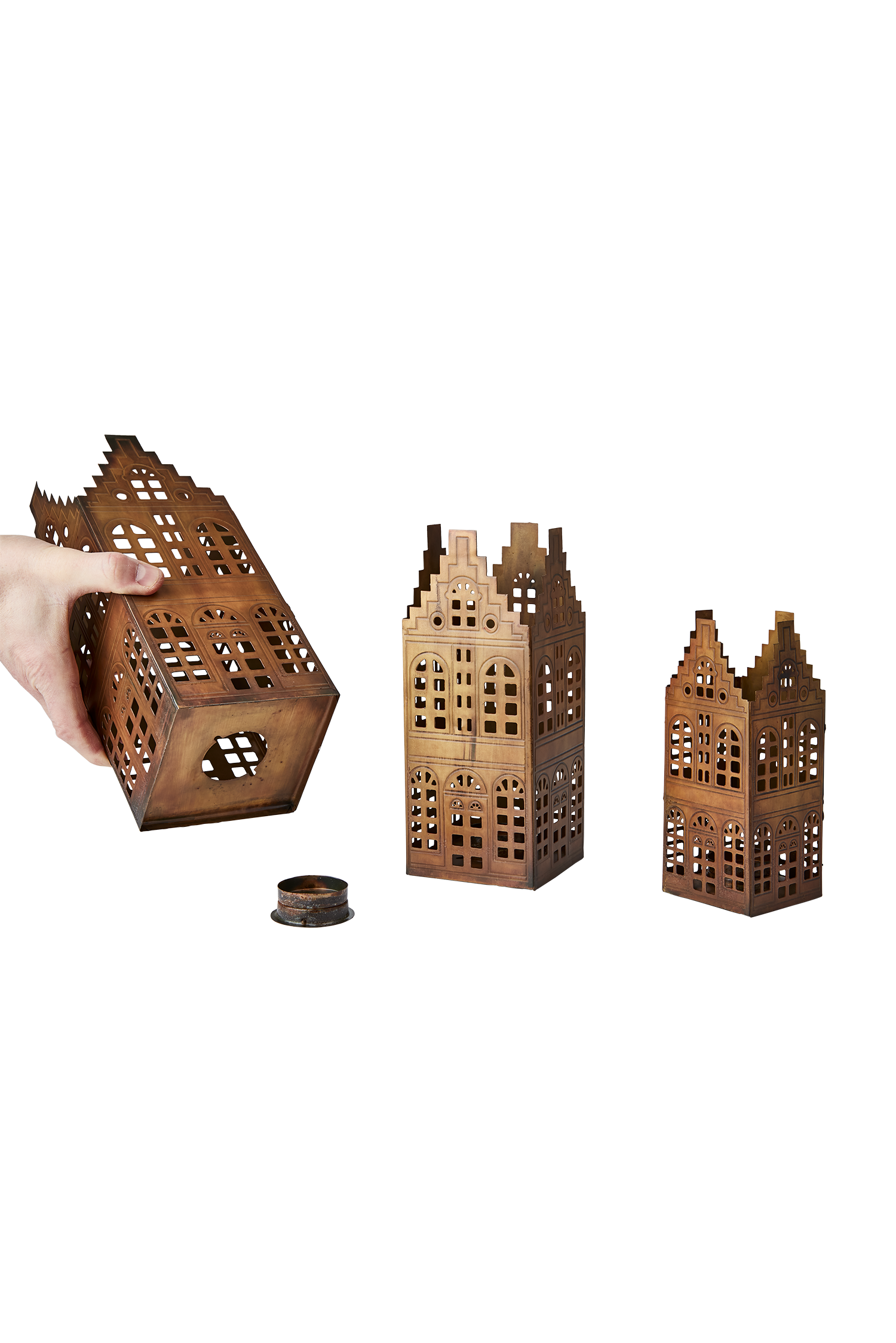 House - House lantern - Lantern - Brass-coloured - 3-pack - 6