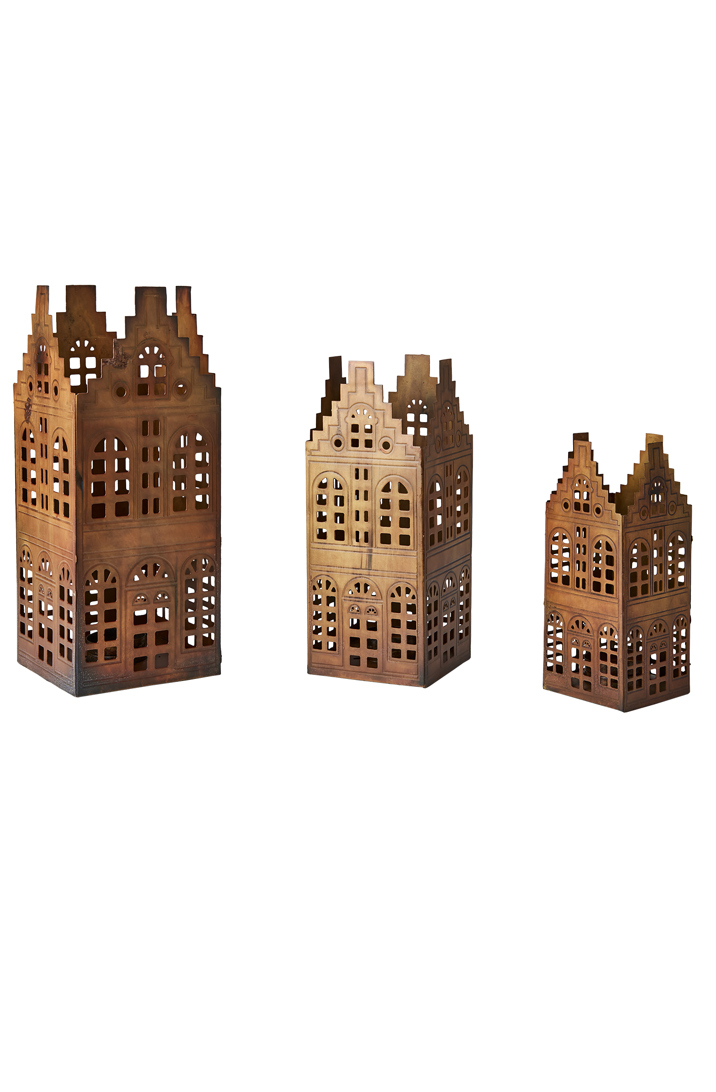 House - House lantern - Lantern - Brass-coloured - 3-pack - 3