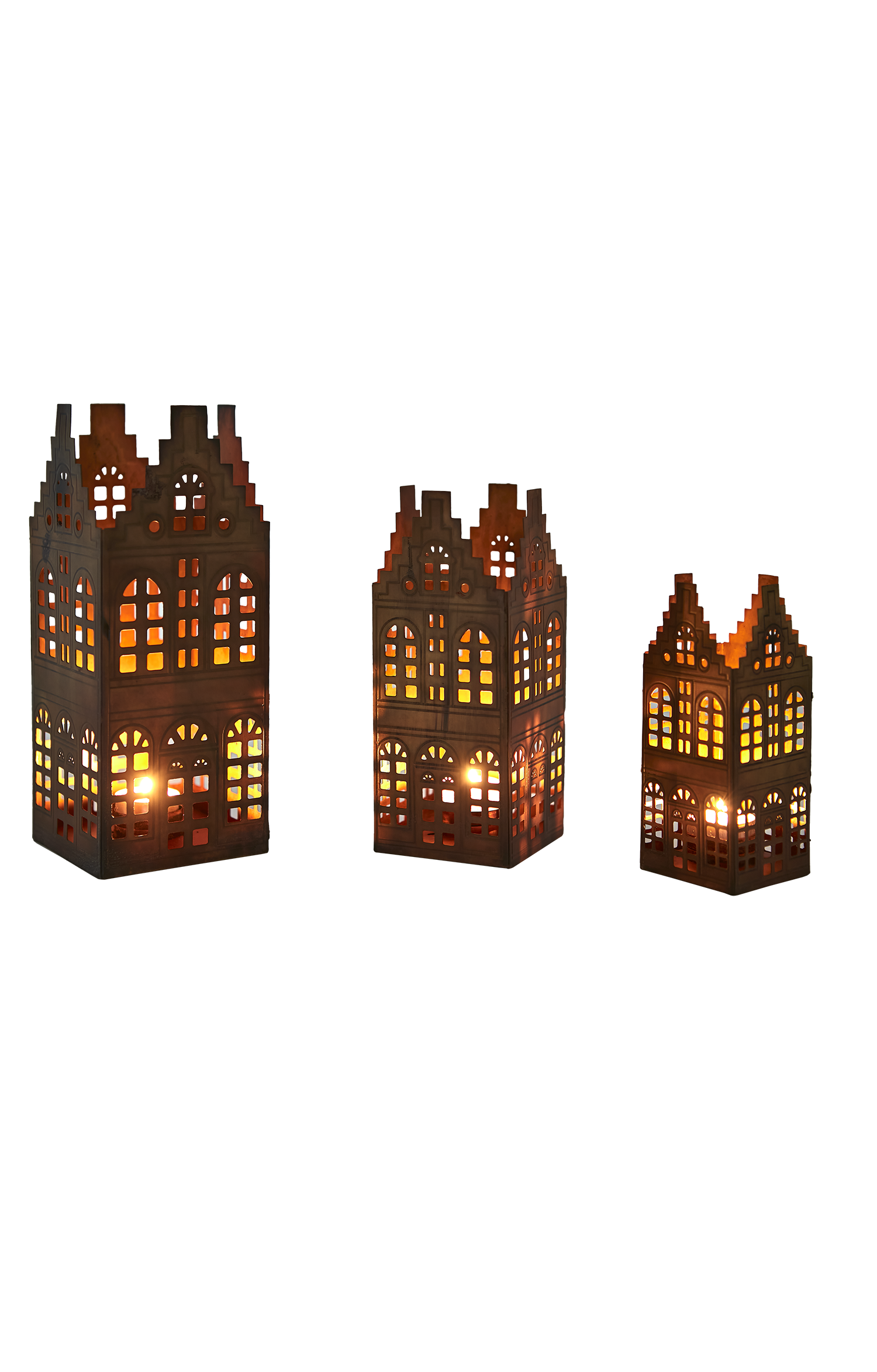 House - House lantern - Lantern - Brass-coloured - 3-pack - 5