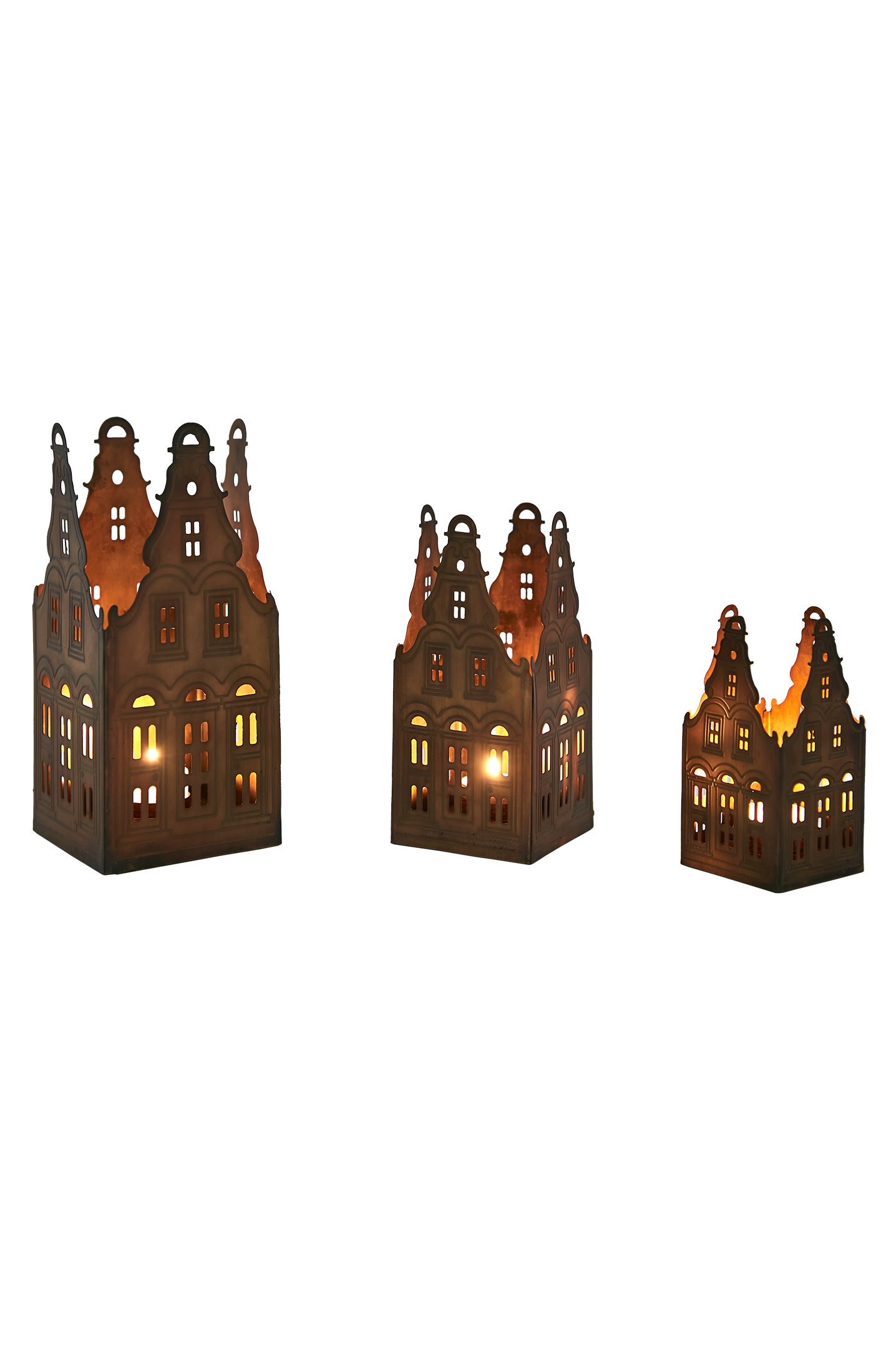 Hus - Huslykta - Ljuslykta - Mässingsfärgad - 3-pack - 4