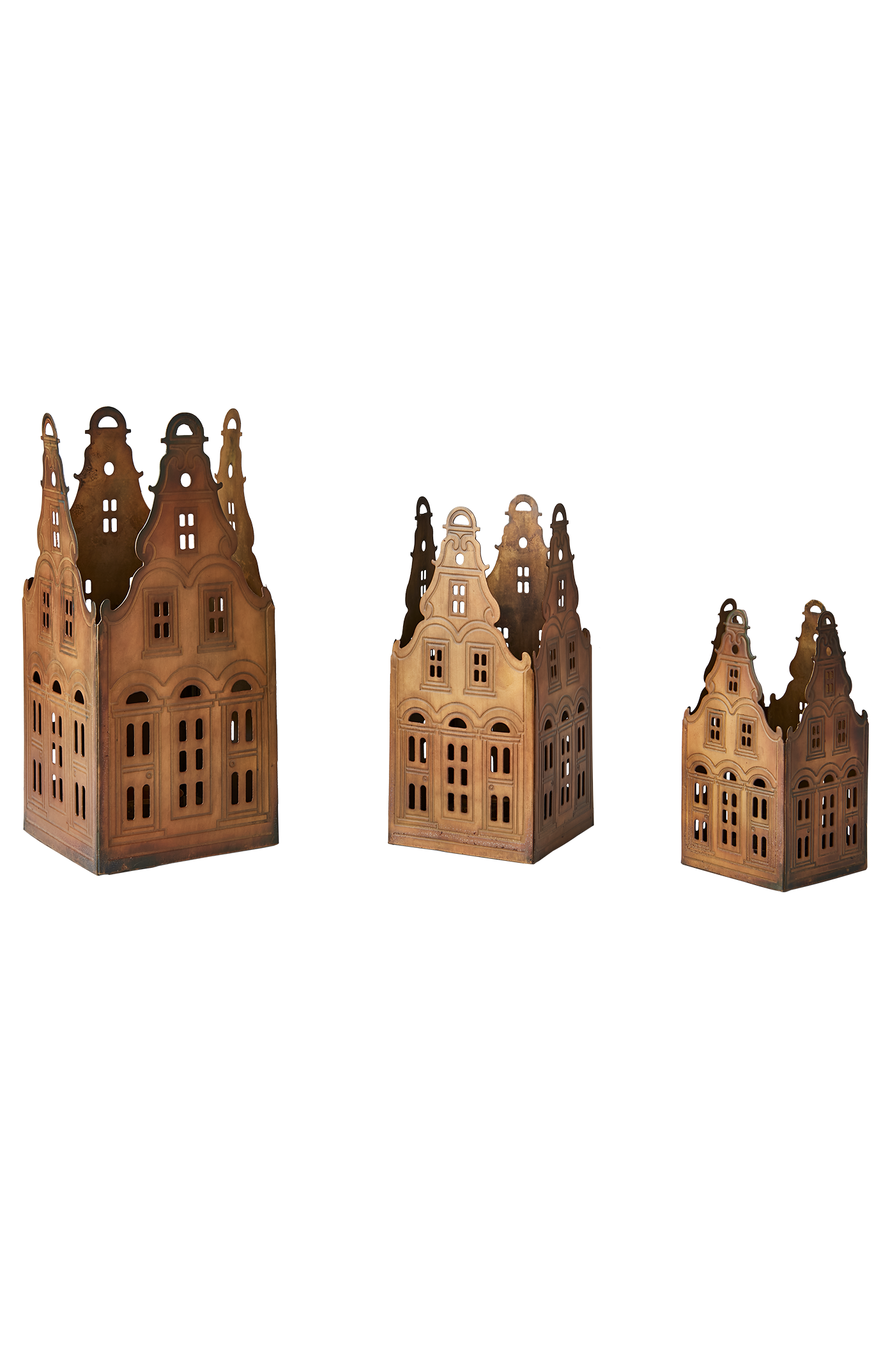 Hus - Huslykta - Ljuslykta - Mässingsfärgad - 3-pack - 3