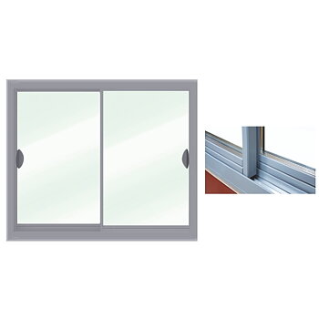 Skjutdörr i aluminiumram för frysrum Höjd: 1750 x Bredd: 660 (mm)