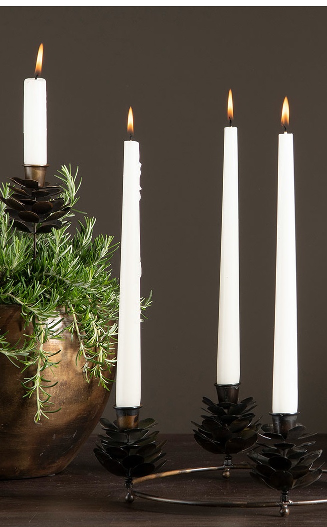 Candle holder Pine cone - Crown candle - Antique brown - 1 piece - 2