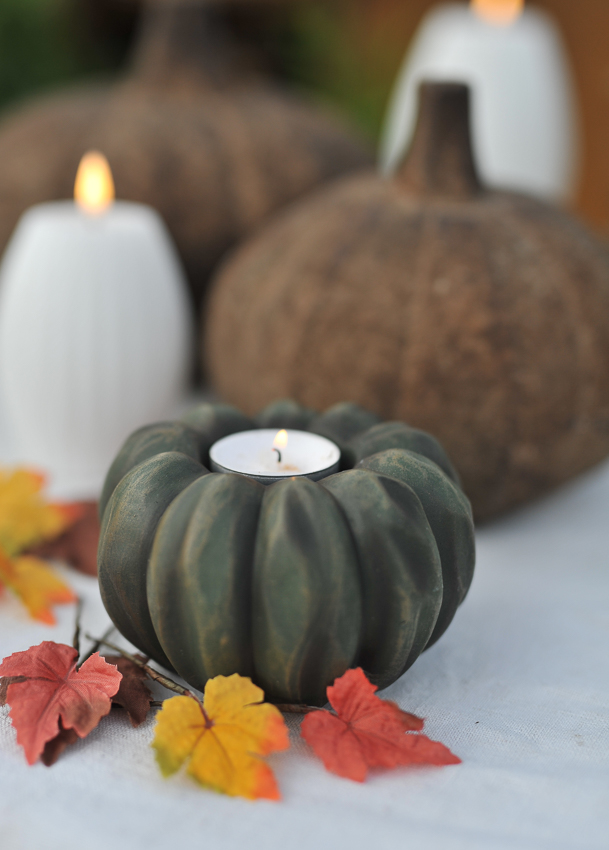 Lantern - Lantern - Pumpkin Green Poly - 11x7 cm - Crown Candle/Tealight - 2
