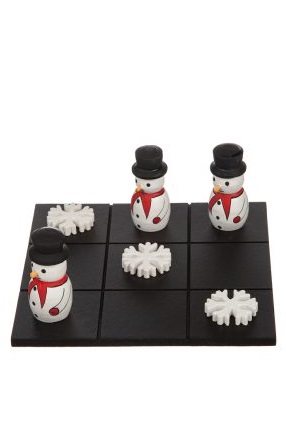 Board game 3 in a row - Wood - Snowman/Star - 19x19 cm - 2