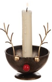 Candlestick made of hammered sheet metal - Reindeer - Antique black - 10 cm - 2