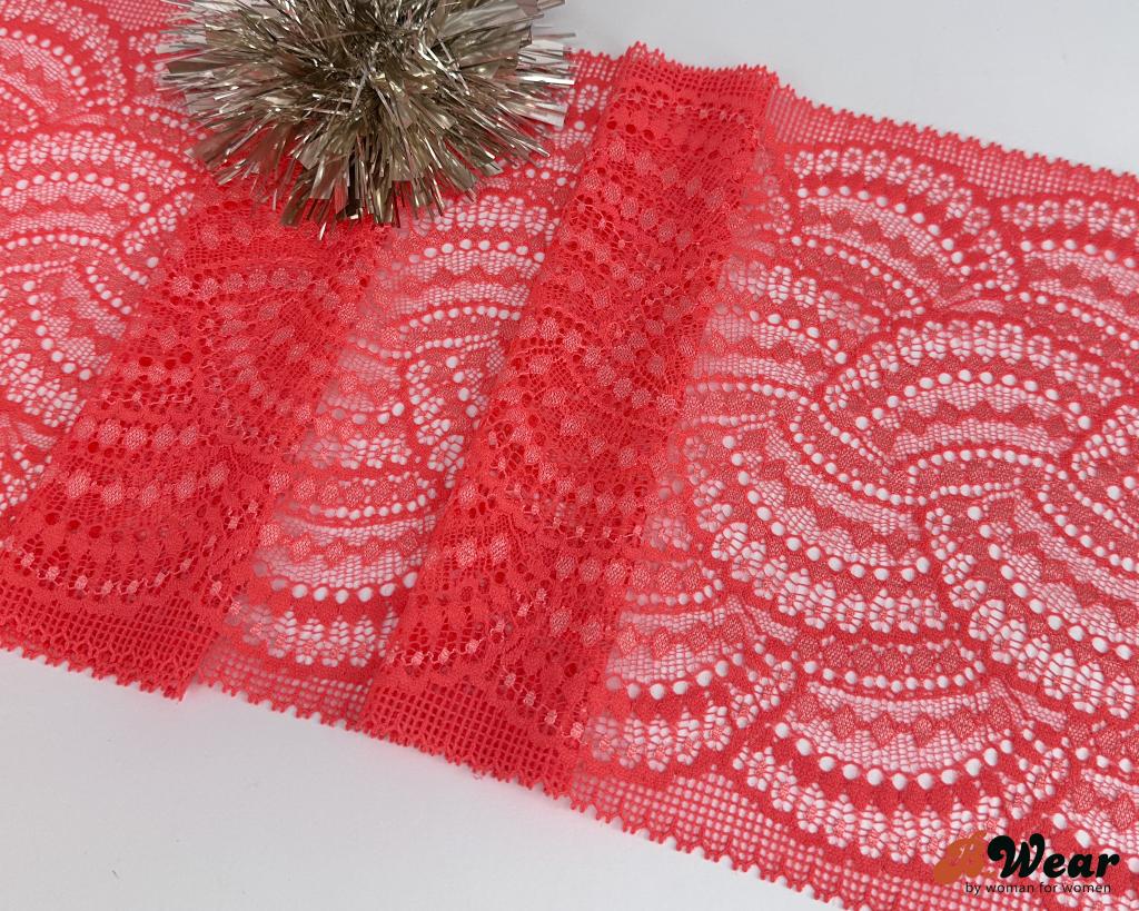 Stretch lace 22 cm - Dark coral