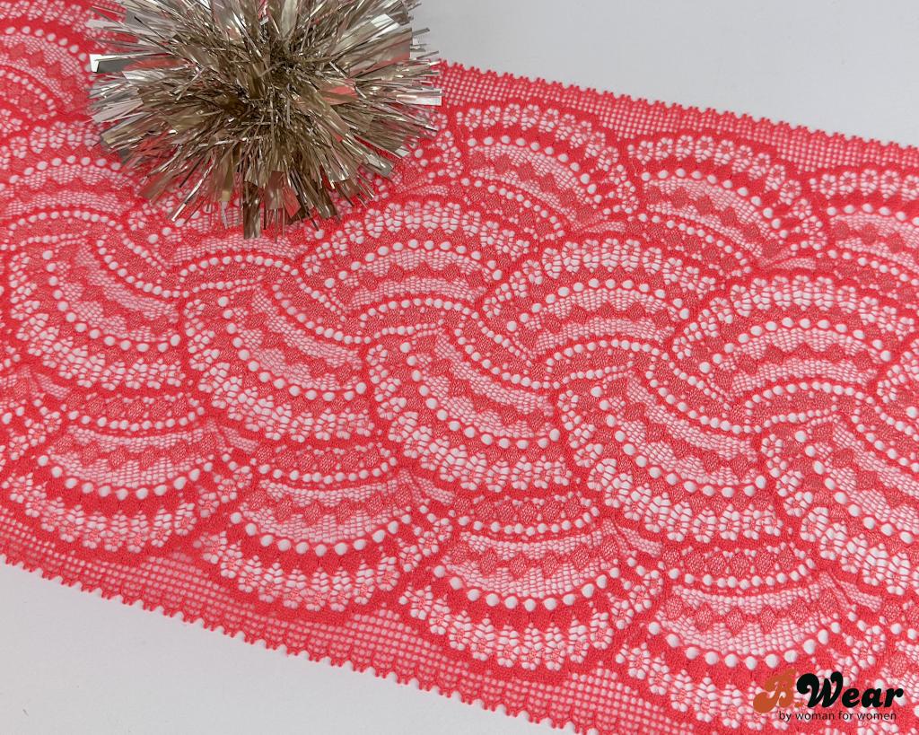 Stretch lace 22 cm - Dark coral - 2