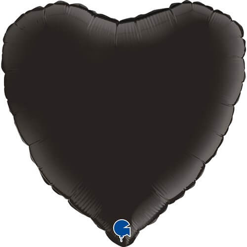 Folieballong Hjärta Satin Svart 46 cm
