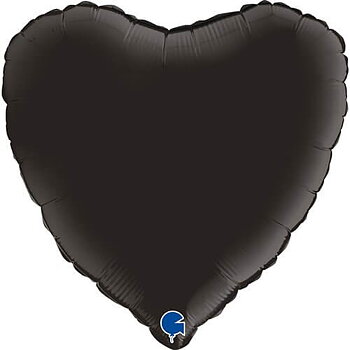 Folieballong Hjärta Satin Svart 46 cm
