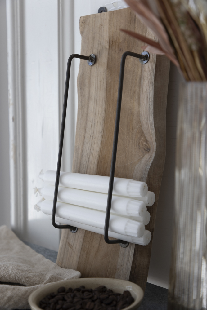 Candle storage candle holder - Wood/Metal - 40x18 cm - 6