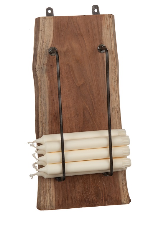 Candle storage candle holder - Wood/Metal - 40x18 cm - 2