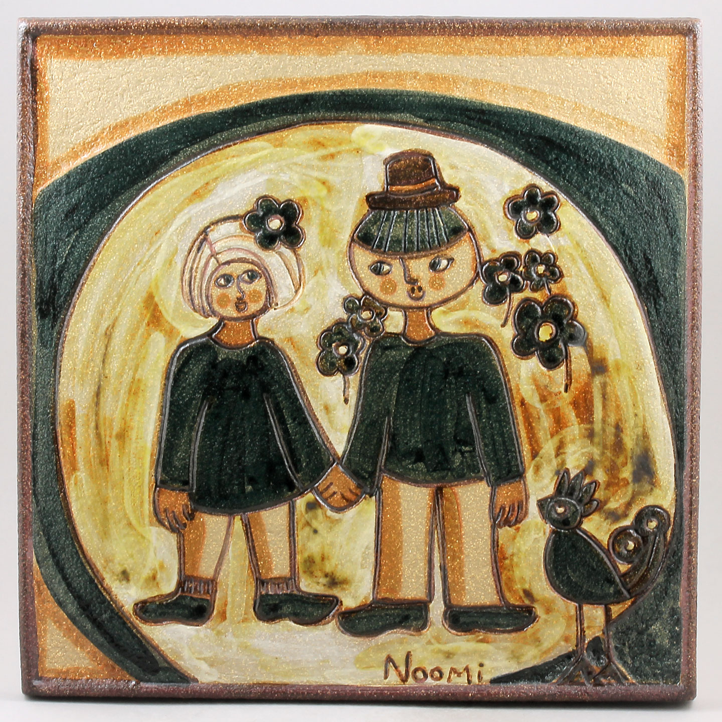 スーホルム　ノオミ・バックハウゼン カップルの陶板 34cm 1970年代 スーホルム ノオミ・バックハウゼン カップルの陶板 34cm 1970年代
