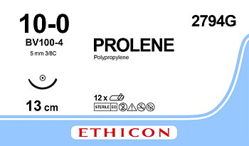 Prolene sutur 10-0, 2794G, BV100-4 13 cm blue