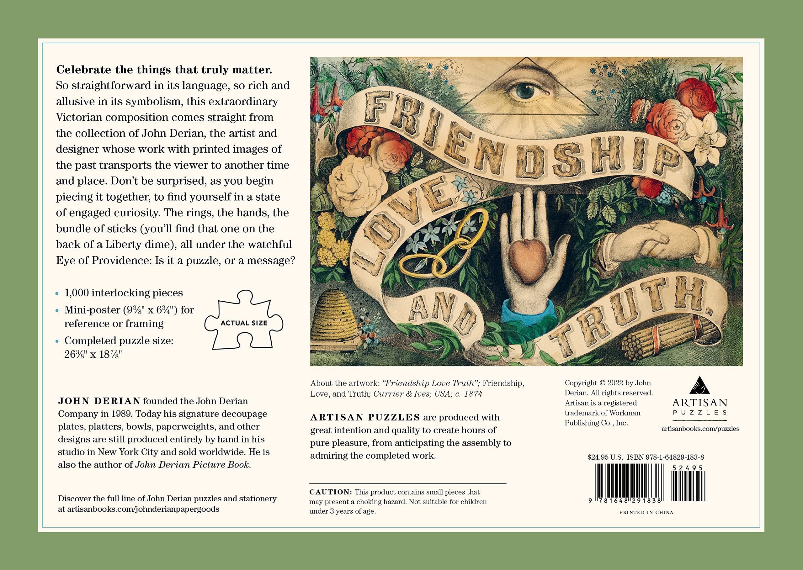 John Derian Paper Goods: Friendship, Love, and Truth 1,000-Piece Puzzle - 2