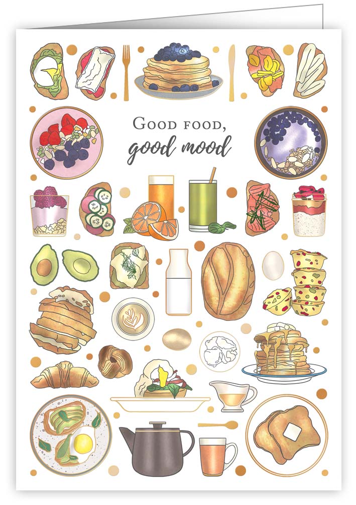 Good food, good mood, Greeting Card