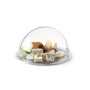 Serving dish with rolltop lid, stainless steel, 38 diameter cm