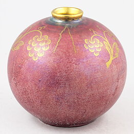 Josef Ekberg (1920s) Spherical Art Deco Vase with Pink Luster Glaze 14 cm