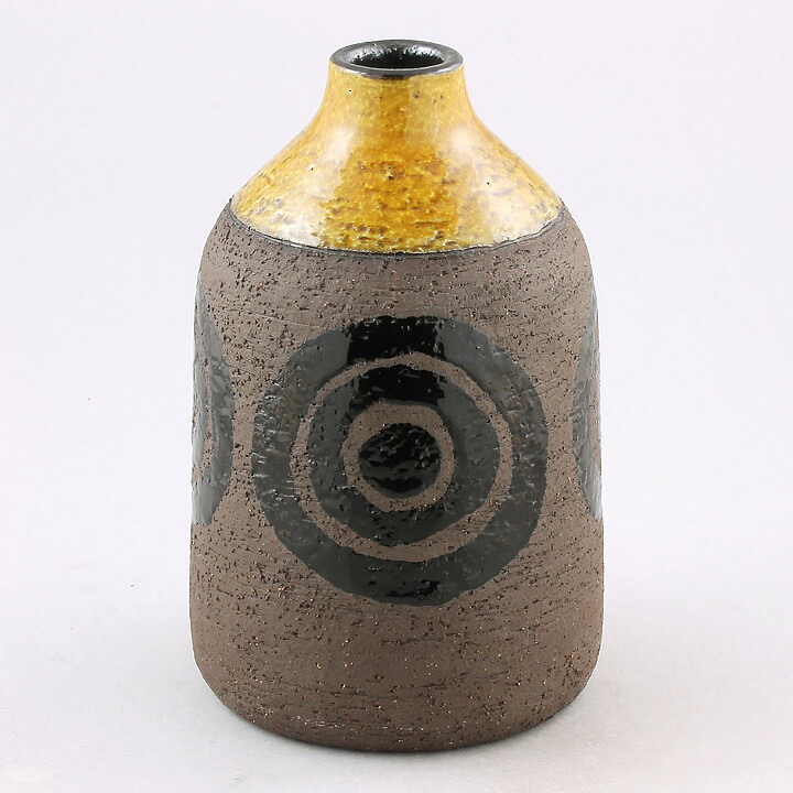 Inger Persson (1960s) Yellow/Brown Studio Vase with Sturdy Form 19 cm