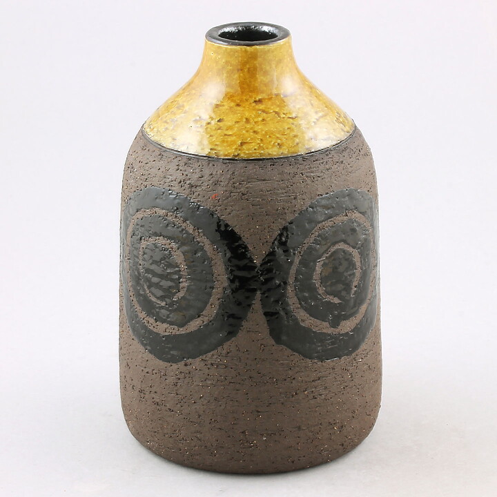 Inger Persson (1960s) Yellow/Brown Studio Vase with Sturdy Form 19 cm