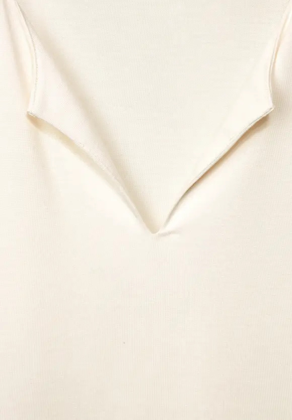 Silk Look Shirt Slit Neck - Lucid White - Street One - Casa Oliv