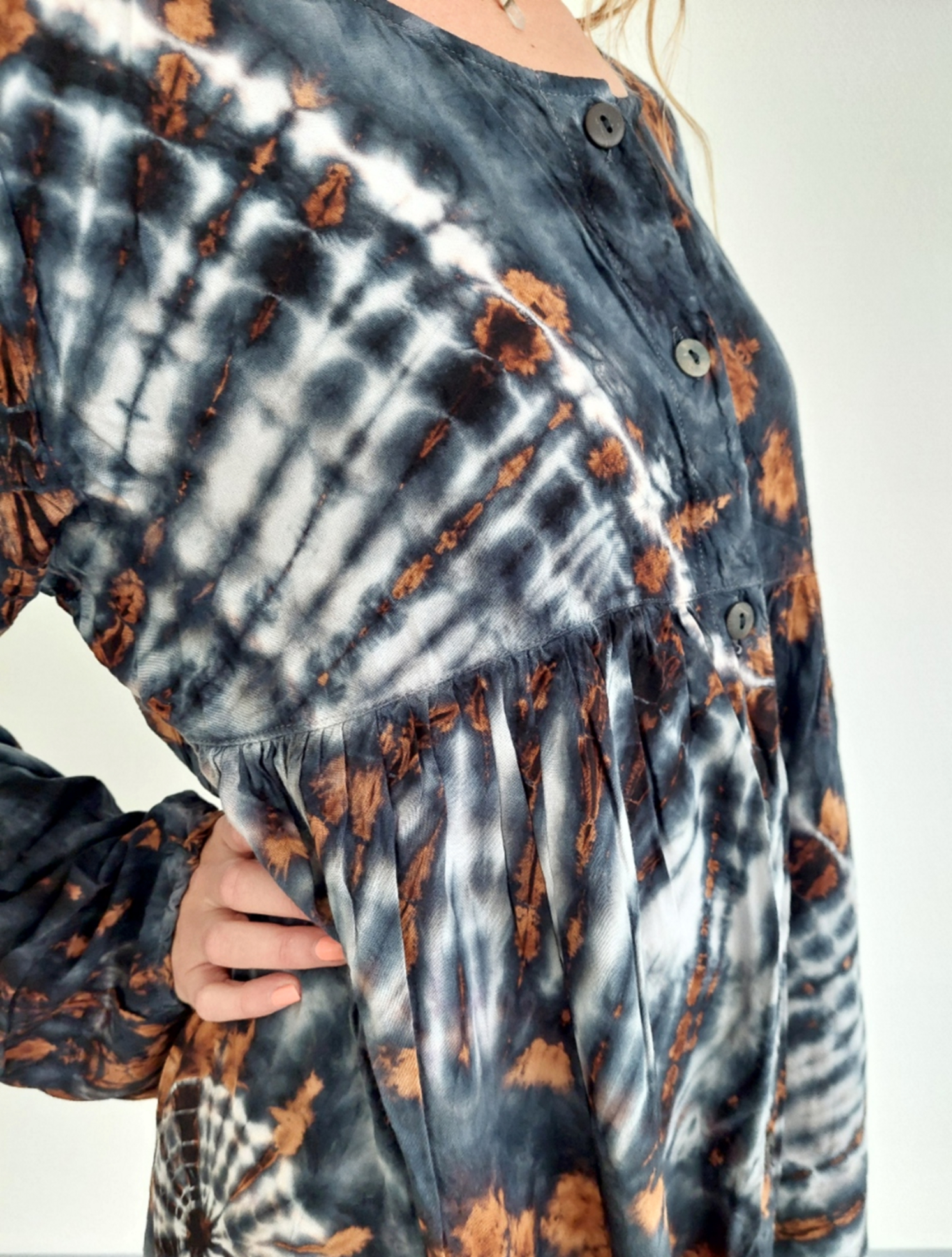 Batik Tunika / Kort klänning med knappar - 3