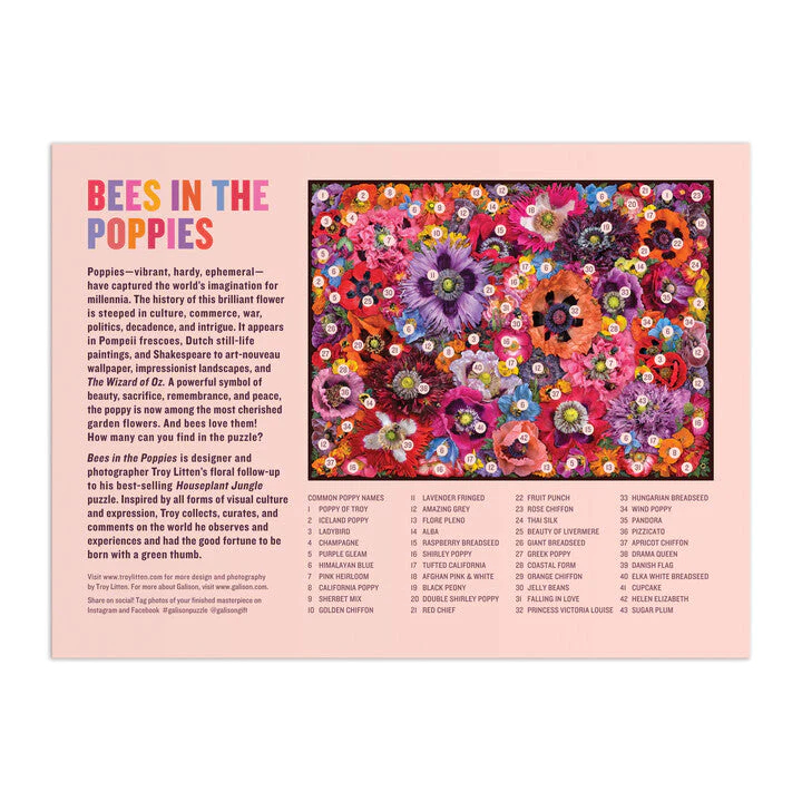 Troy Litten Bees in the Poppies 1000 Piece Puzzle - 5