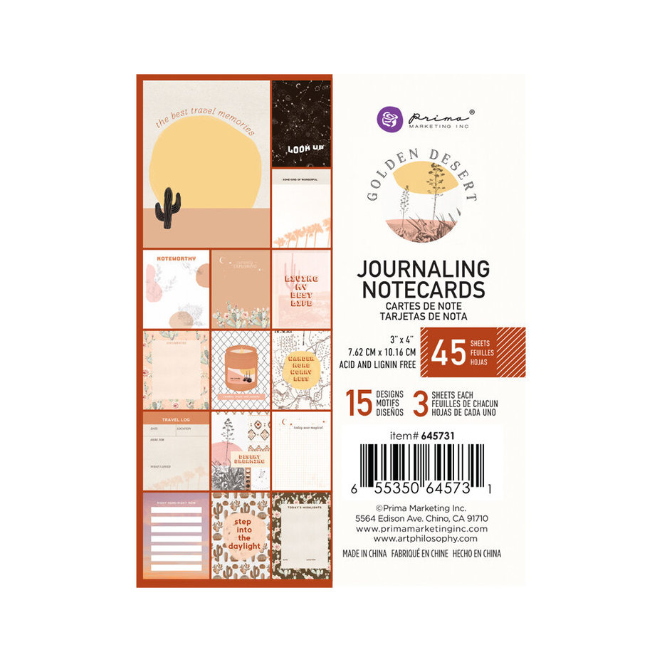 Golden Desert -   Journaling Cards, 7,62x10,16cm, Prima Marketing