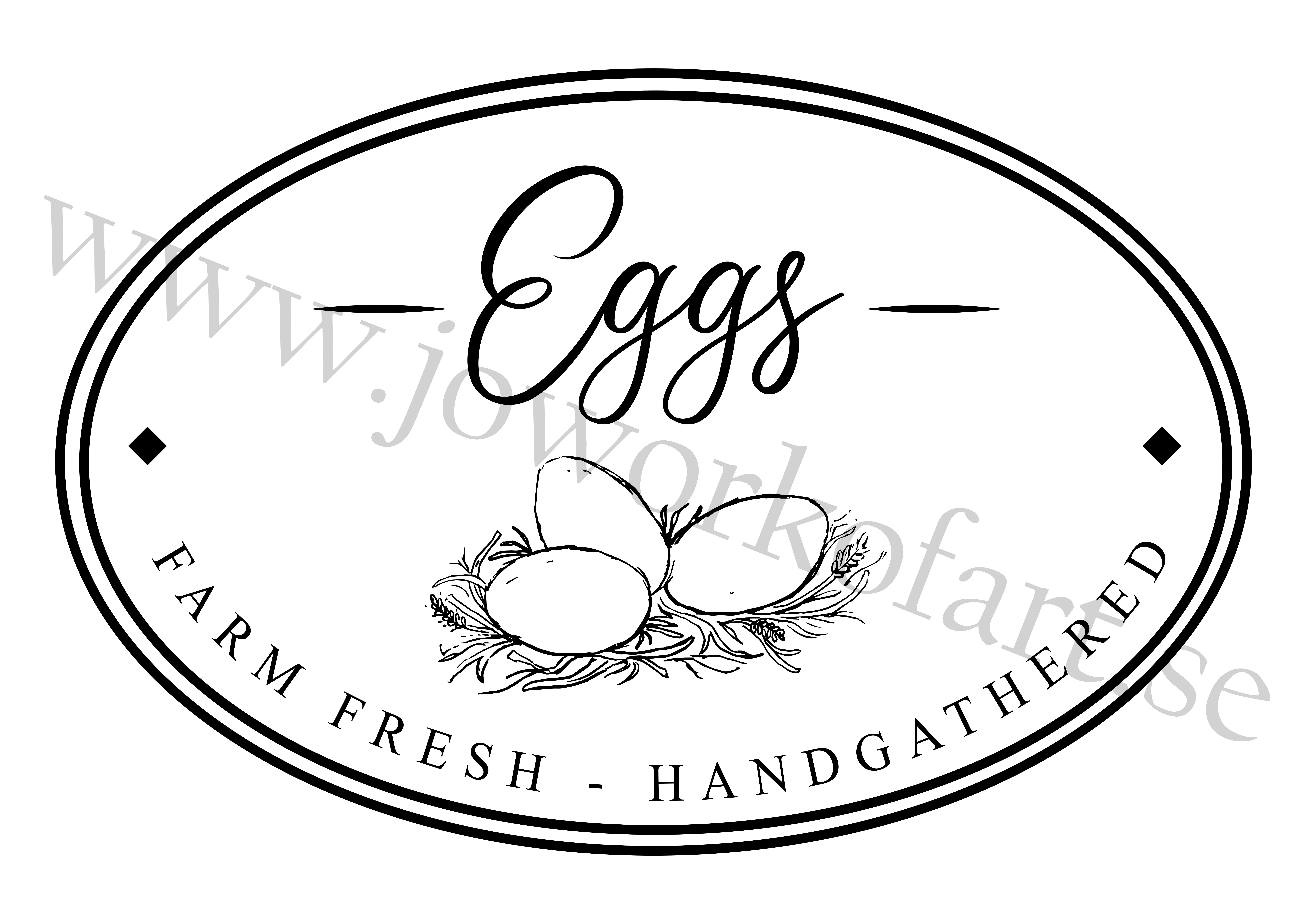 Etikett Farm Fresh Eggs oval 9x6cm (Digital produkt)
