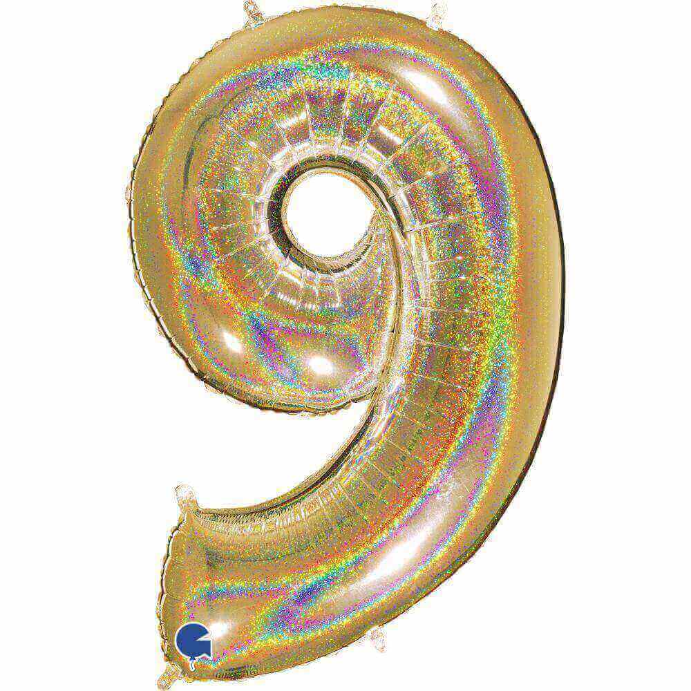 Sifferballonger Guld Glitter 100 cm - 10