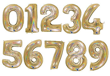 Sifferballonger Guld Glitter 100 cm
