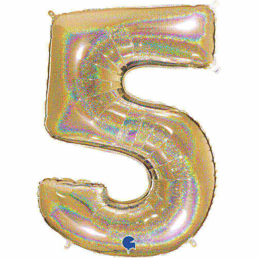 Sifferballonger Guld Glitter 100 cm - 6