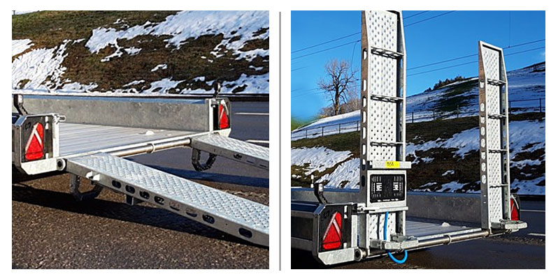 Henra - extra lång fällbar ramp - maskintrailers