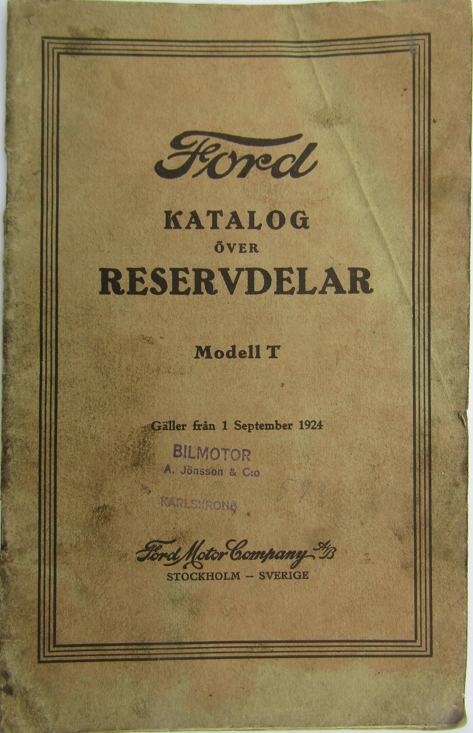 1909 - 1924 Ford Model T Reservdelskatalog svensk