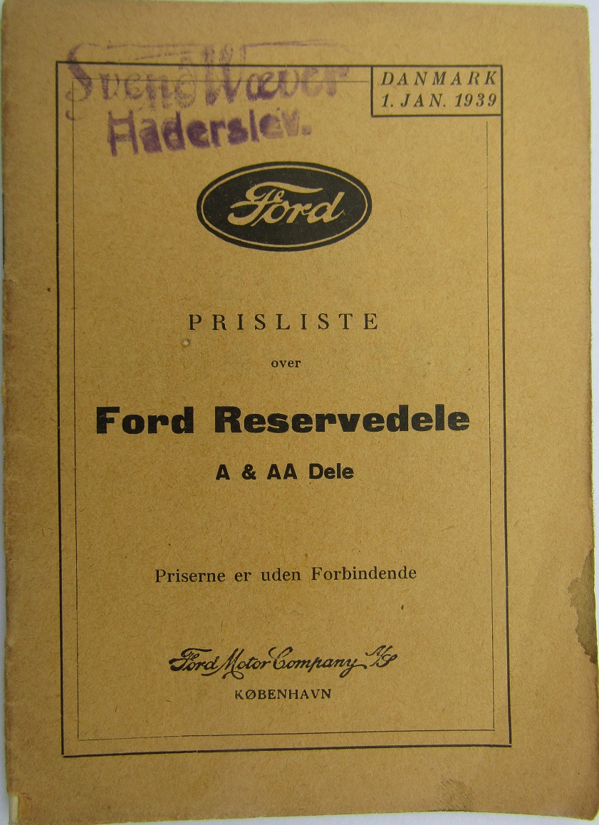 1928 - 1931 Ford Model A / AA Prislista reservdelar