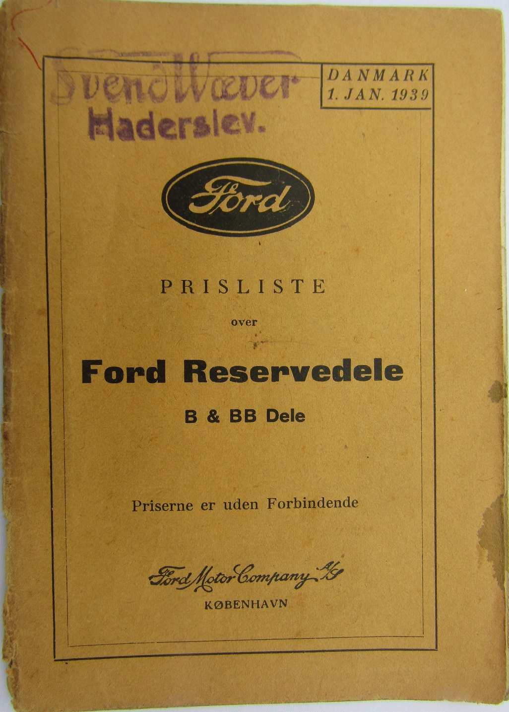 1932 - 1934 Ford Model B & BB Prislista reservdelar