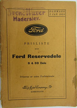 1932 - 1934 Ford Model B & BB Prislista reservdelar