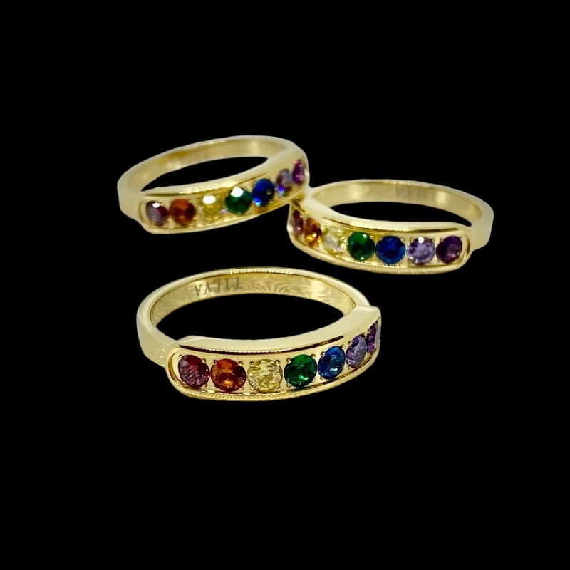 Regenbogenring goldfarben aus Chirurgenstahl - 3
