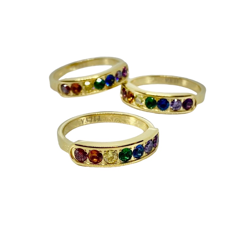 Regenbogenring goldfarben aus Chirurgenstahl - 4