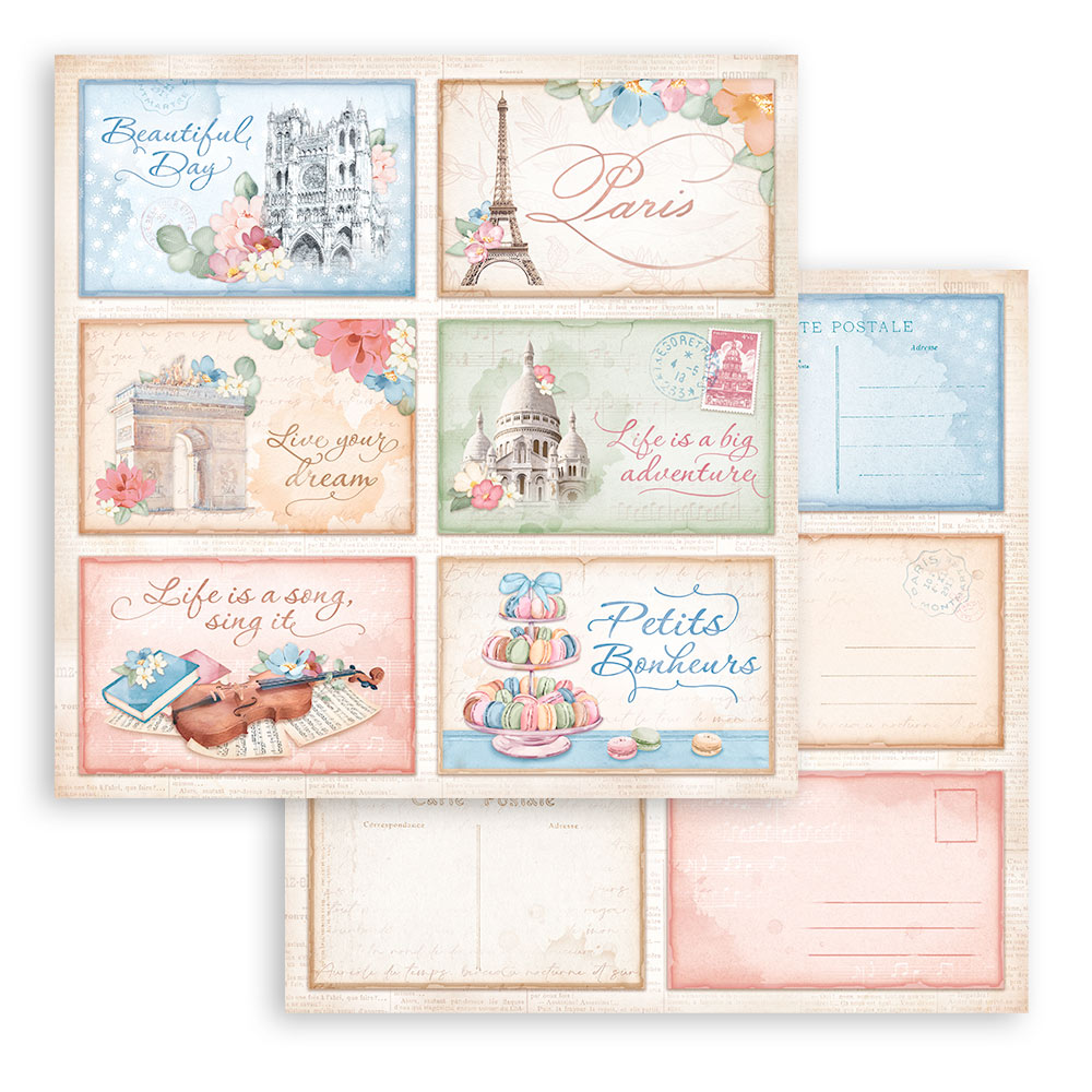Stamperia - Create Happiness Oh lá lá - 10 olika dubbelsidiga ark 12x12" - 9
