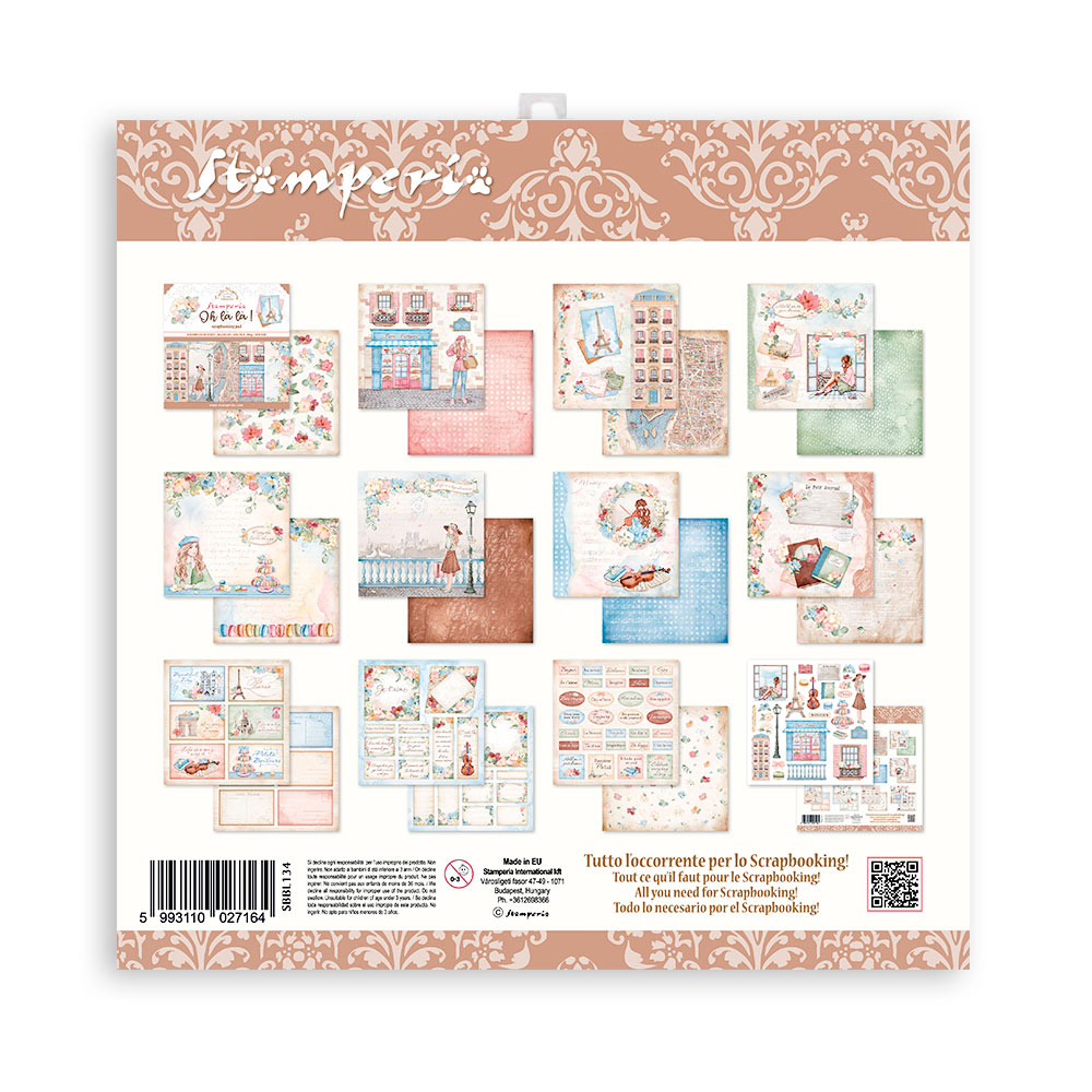 Stamperia - Create Happiness Oh lá lá - 10 olika dubbelsidiga ark 12x12"