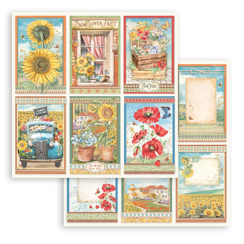 Stamperia -  Sunflower Art - 10 olika dubbelsidiga ark 12x12" - 9