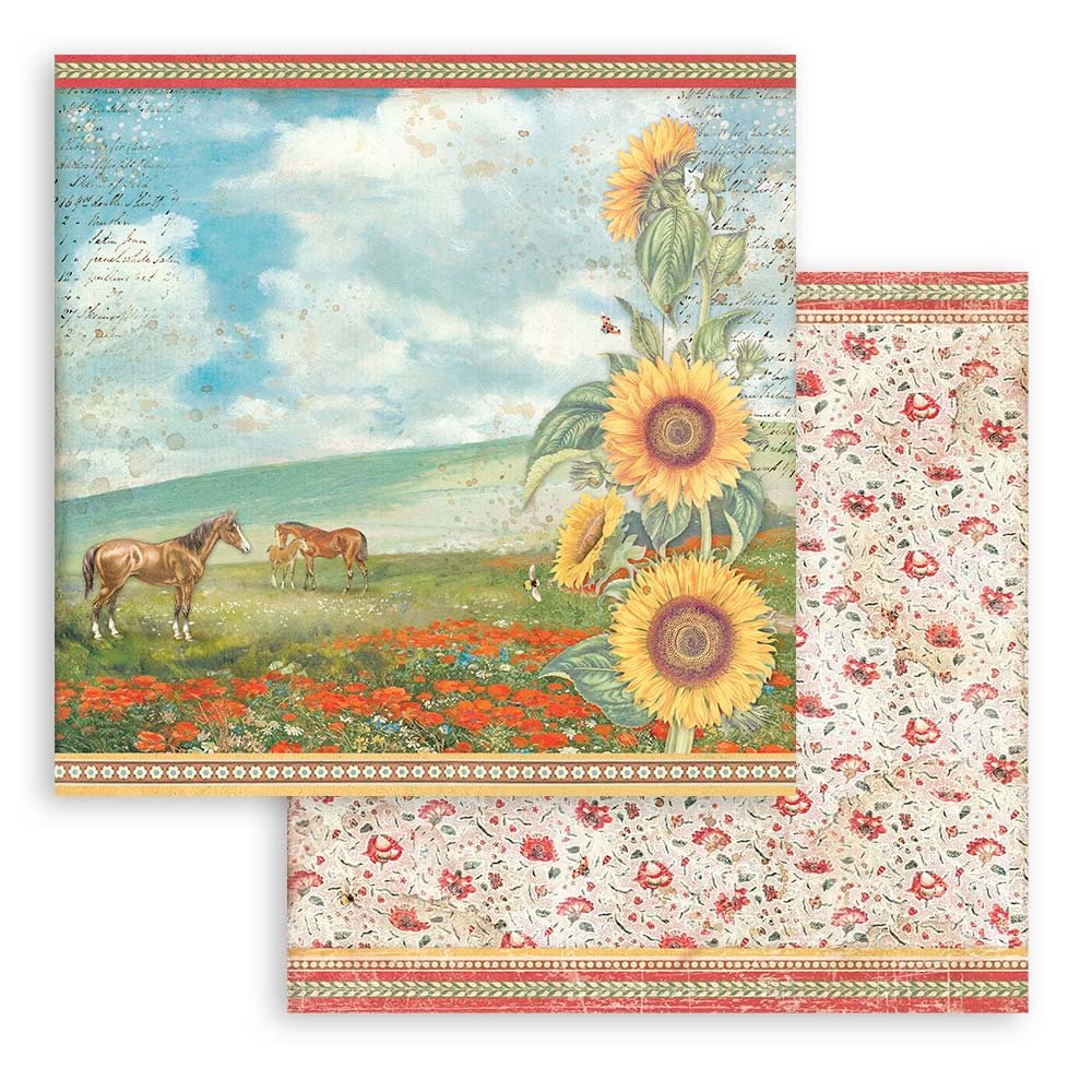 Stamperia -  Sunflower Art - 10 olika dubbelsidiga ark 12x12" - 8