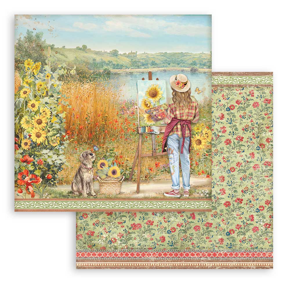 Stamperia -  Sunflower Art - 10 olika dubbelsidiga ark 12x12" - 7